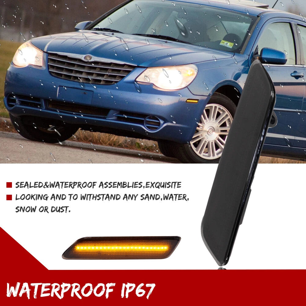 Amber LED Front Bumper Side Marker Reflectors for Chrysler Sebring (2007–2010)