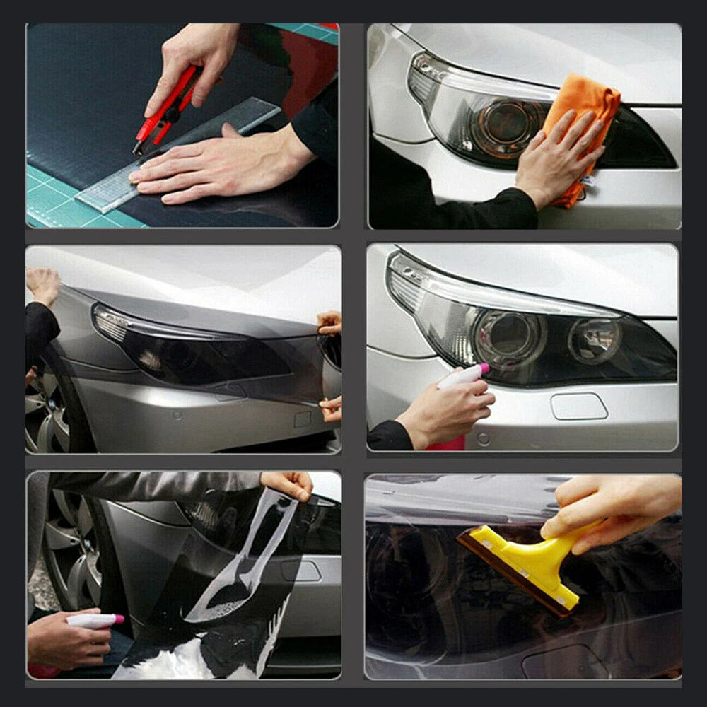 12" x 72" Smoke Headlight Taillight Tint Film for Universal Vehicles