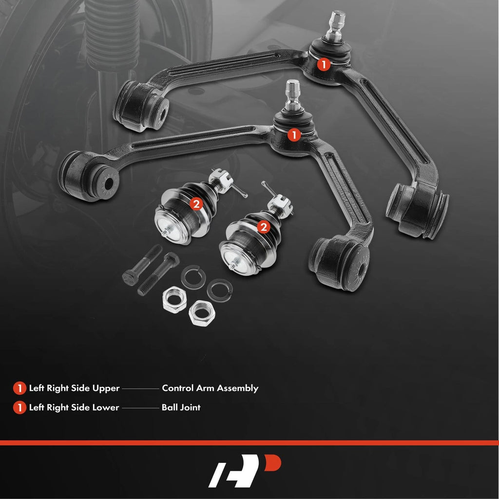 Set of 4 Front Upper Control Arms and Lower Ball Joints for Ford Ranger