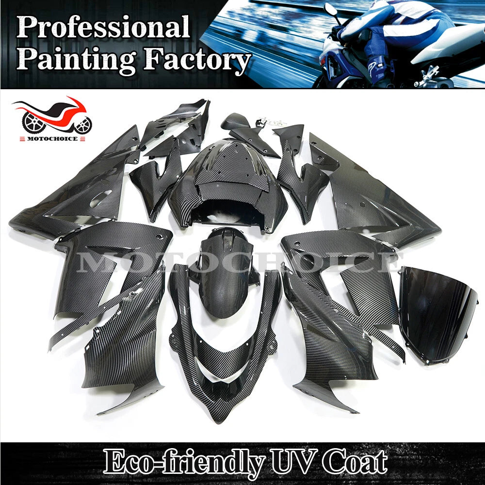 Black Carbon Fiber Fairing Kit for Kawasaki Ninja ZX10R (2004–2005)