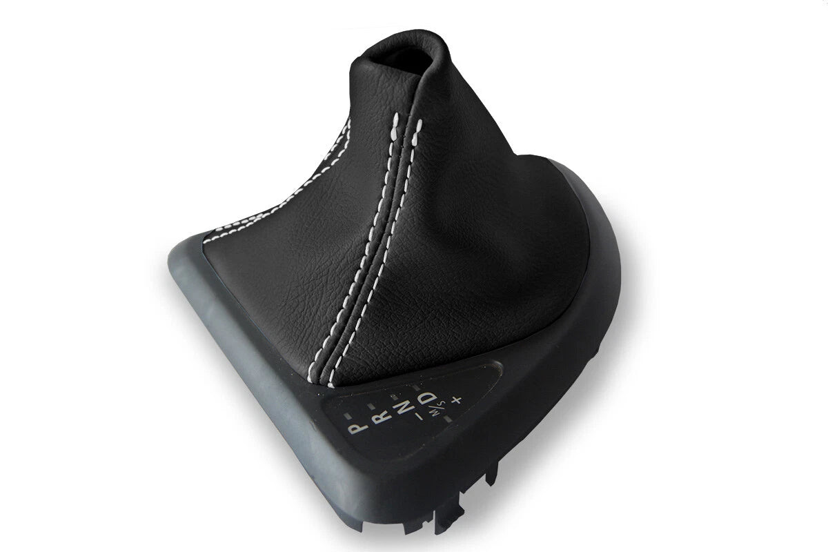 Leather Automatic Shift Boot Cover for BMW E81 E82 E87 (2004–2013) White Stitch