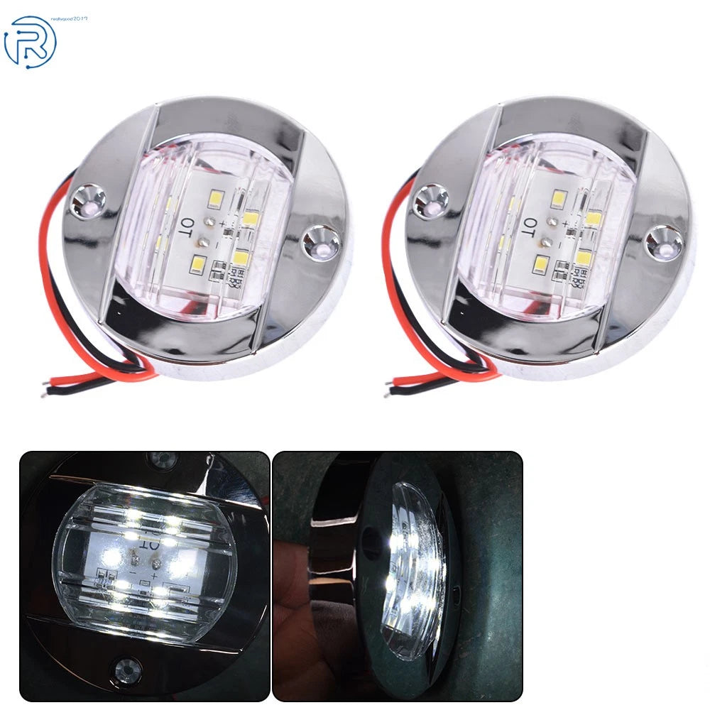 2X Round 6-LED Cabin Deck Courtesy Lights for Marine Boat