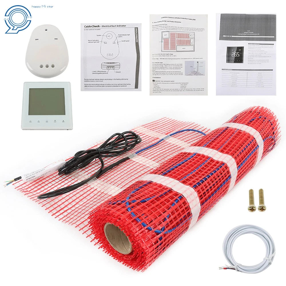 Electric Radiant Floor Heat Mat System with Thermostat for 120V (20 Sqft)