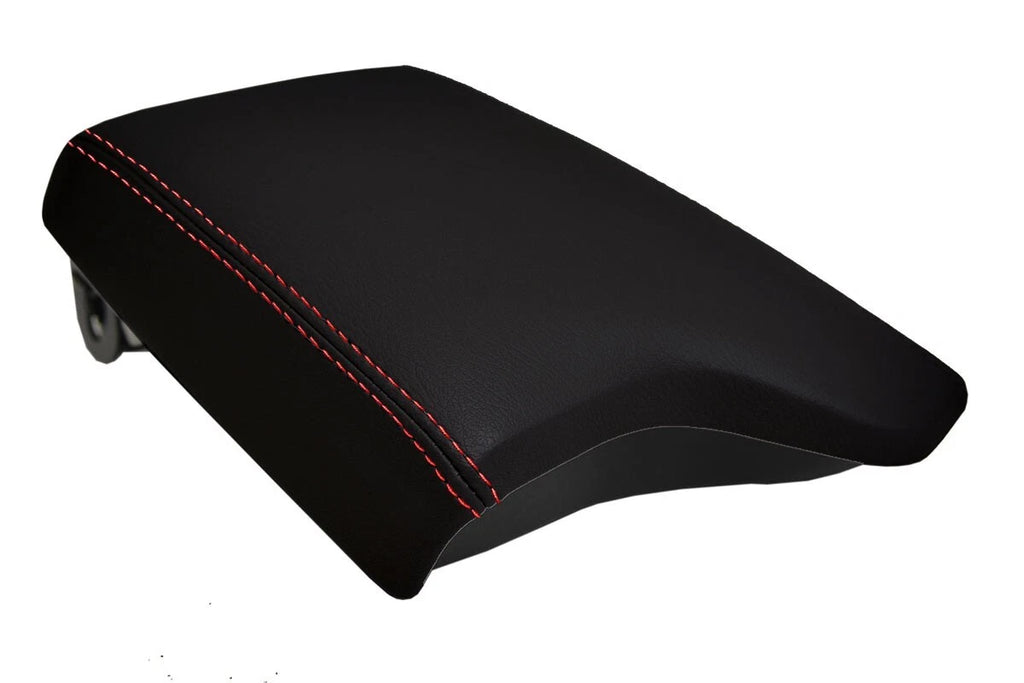 PVC Leather Console Lid Armrest Cover for Ford Ranger (2019–2020) Red Stitch