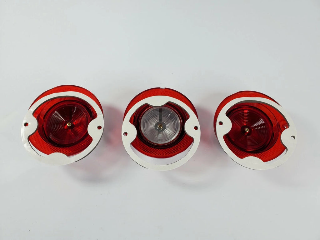 Tail Light Lens and Reverse Lens Kit w Trim Ring Bezels for 1963 Impala