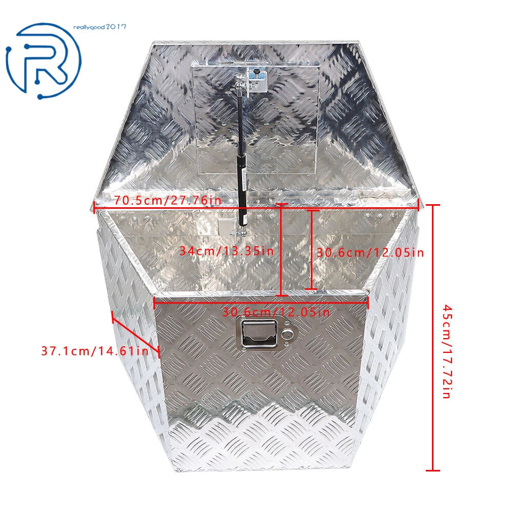 29" × 15" Aluminum Silver Trailer Tool Box for Camper Flatbed RV