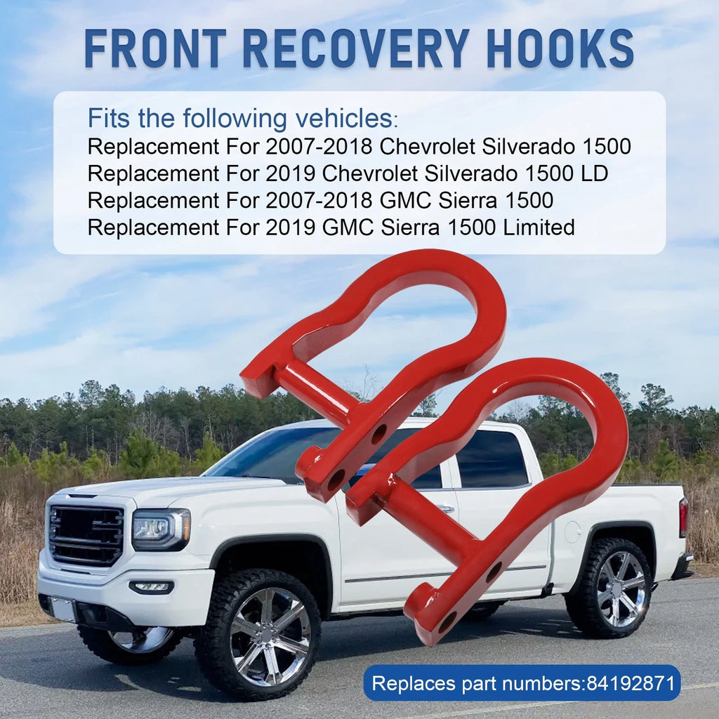 Front Bumper Tow Hook Shackles for Chevy Silverado 1500 (2007-2018)