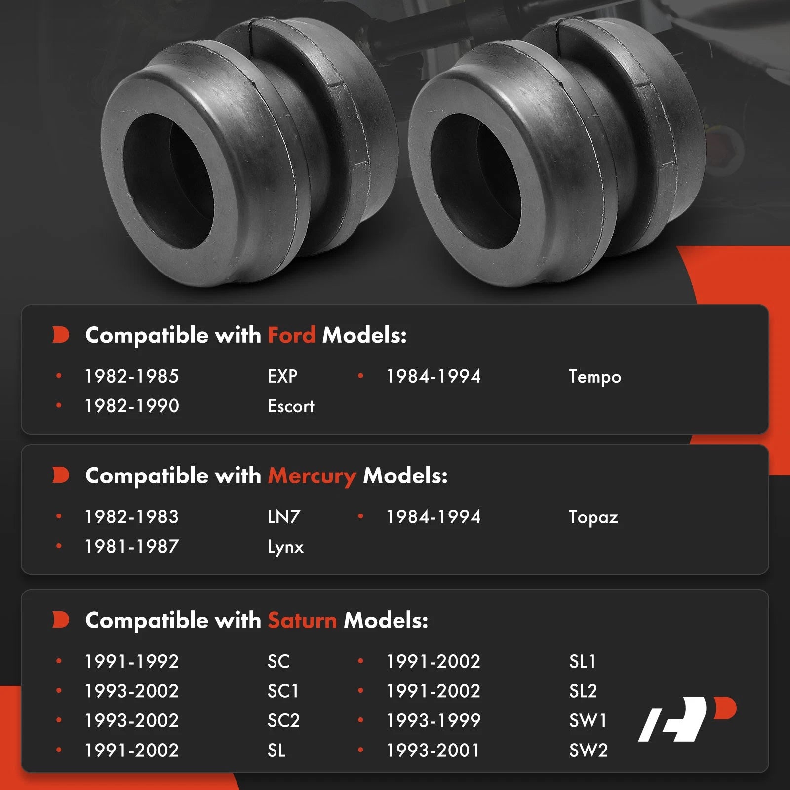 2X Front Lower Outer Control Arm Bushing for Ford Escort (1982-1990)