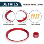 Set of 4 AC Vent Adjust Switch Knob Cover Rings for Subaru BRZ (2022–2024) Red