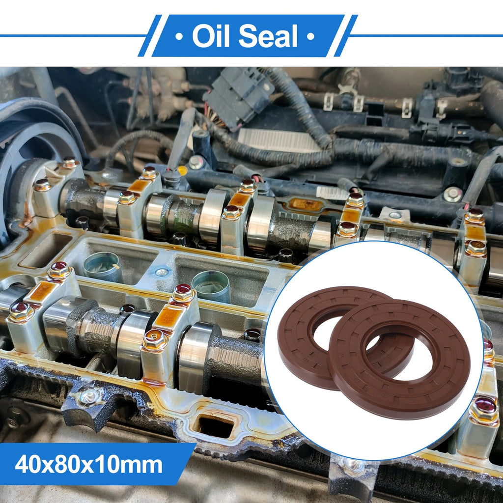 Set of 2 Oil Seal Rotary Shaft Seal FKM Rubber 40x80x10mm
