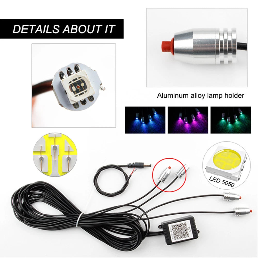 RGB Multi-Color LED Interior Strips for Car (Bluetooth Control)