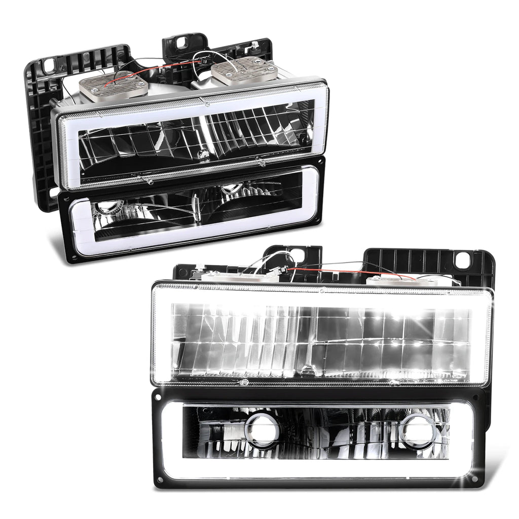 DRL LED Headlights & Bumper Turn Signal Lamps for Chevy Blazer GMC C/K (1988–2000)