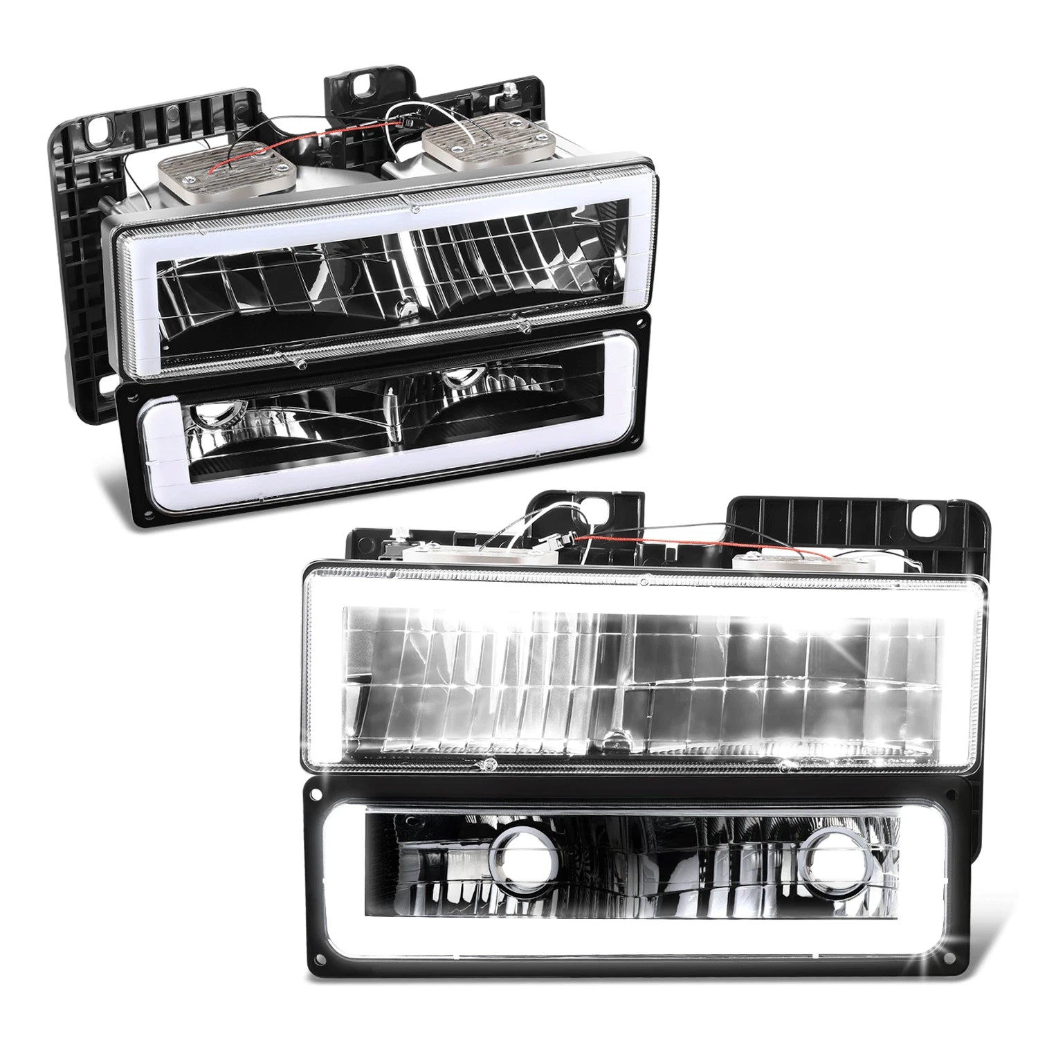 DRL LED Headlights & Bumper Turn Signal Lamps for Chevy Blazer GMC C/K (1988–2000)