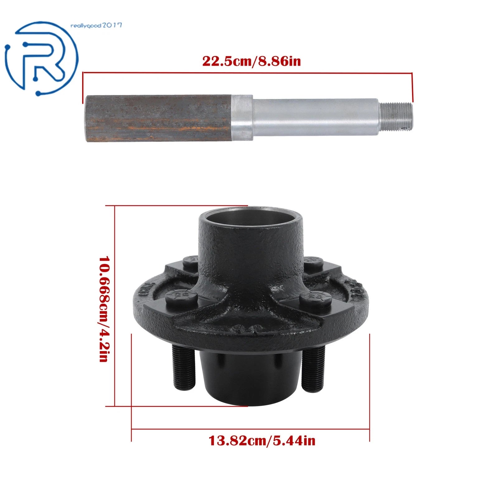Set of 4 Trailer Boat Axle Kits w/ 4 on 4" Bolt Idler Hub & BT8 Spindle
