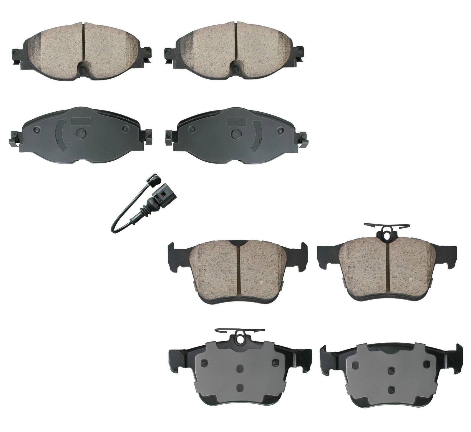 Akebono Euro Front & Rear Ceramic Brake Pads Wear Sensor Kit for Audi Volkswagen