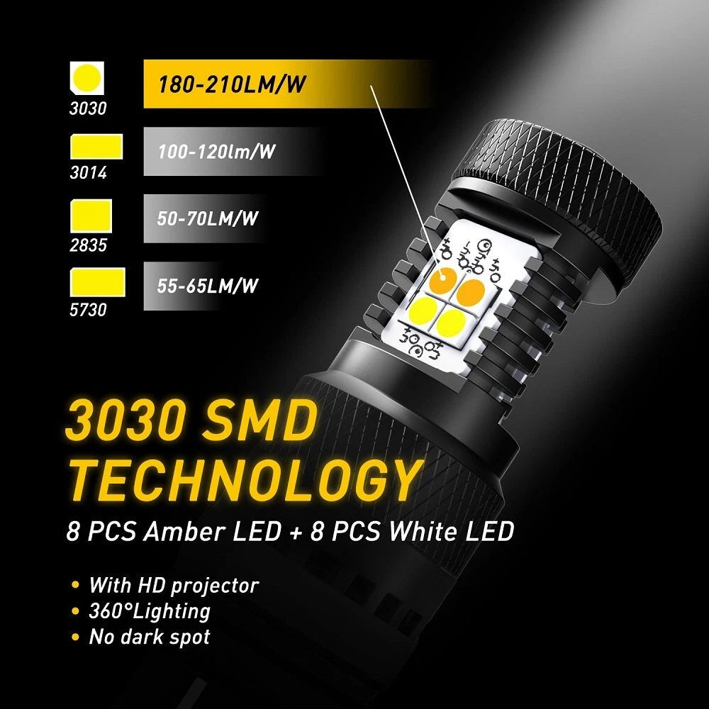 2X Switchback 3157 LED White/Amber Turn Signal Bulbs for Make Model