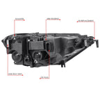 Left Side Headlight for Volkswagen Jetta (2019–2023) - Black Housing, Amber Corner