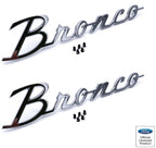 Chrome Fender Script Trim Emblems with Clips for 1966–1977 Ford Bronco