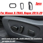 Carbon Fiber Power Seat Button Cover 3x for Nissan X-Trail Rogue (2014–2020)