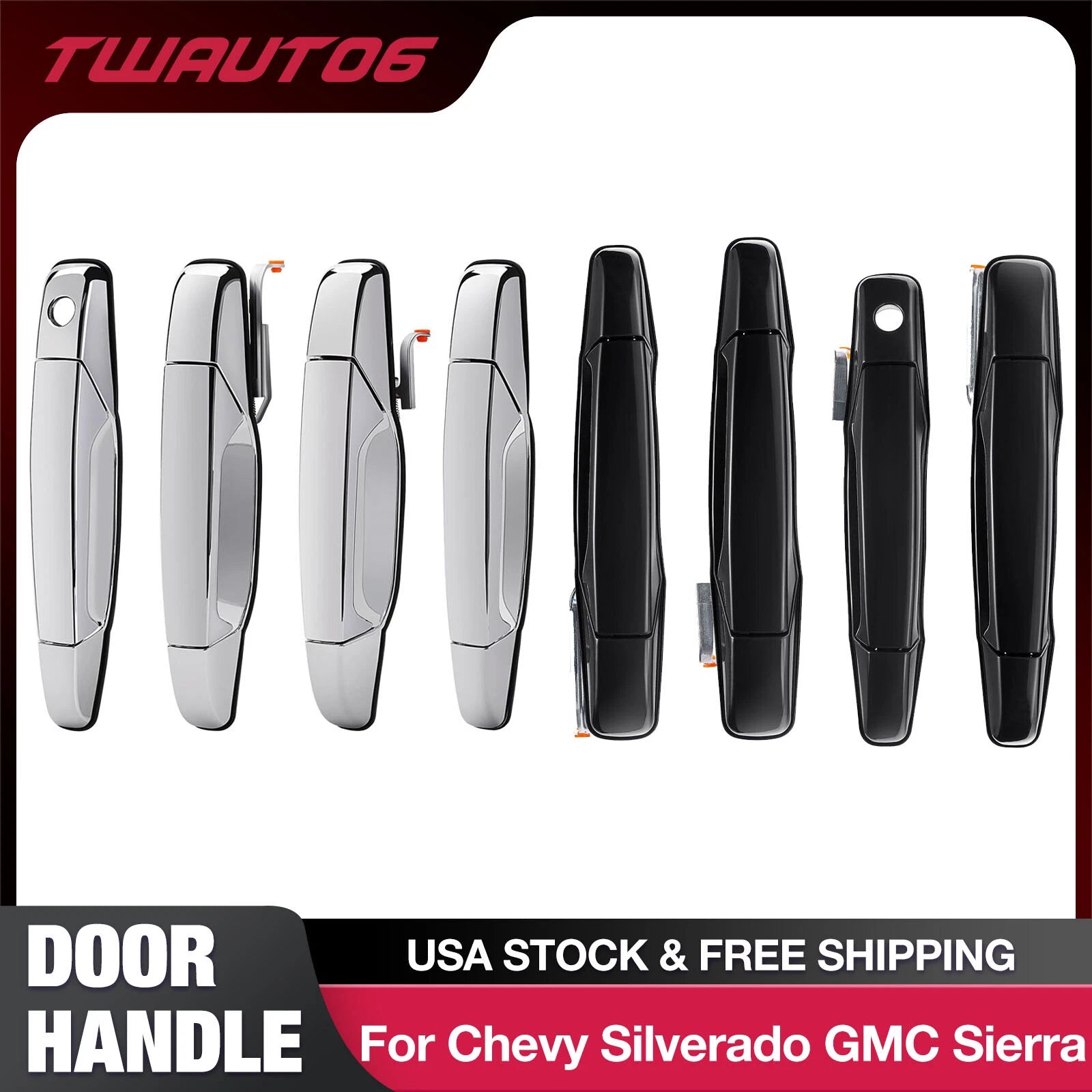Door Handle Front Rear 4PCS for Chevy Silverado Tahoe GMC Sierra (2007–2014)
