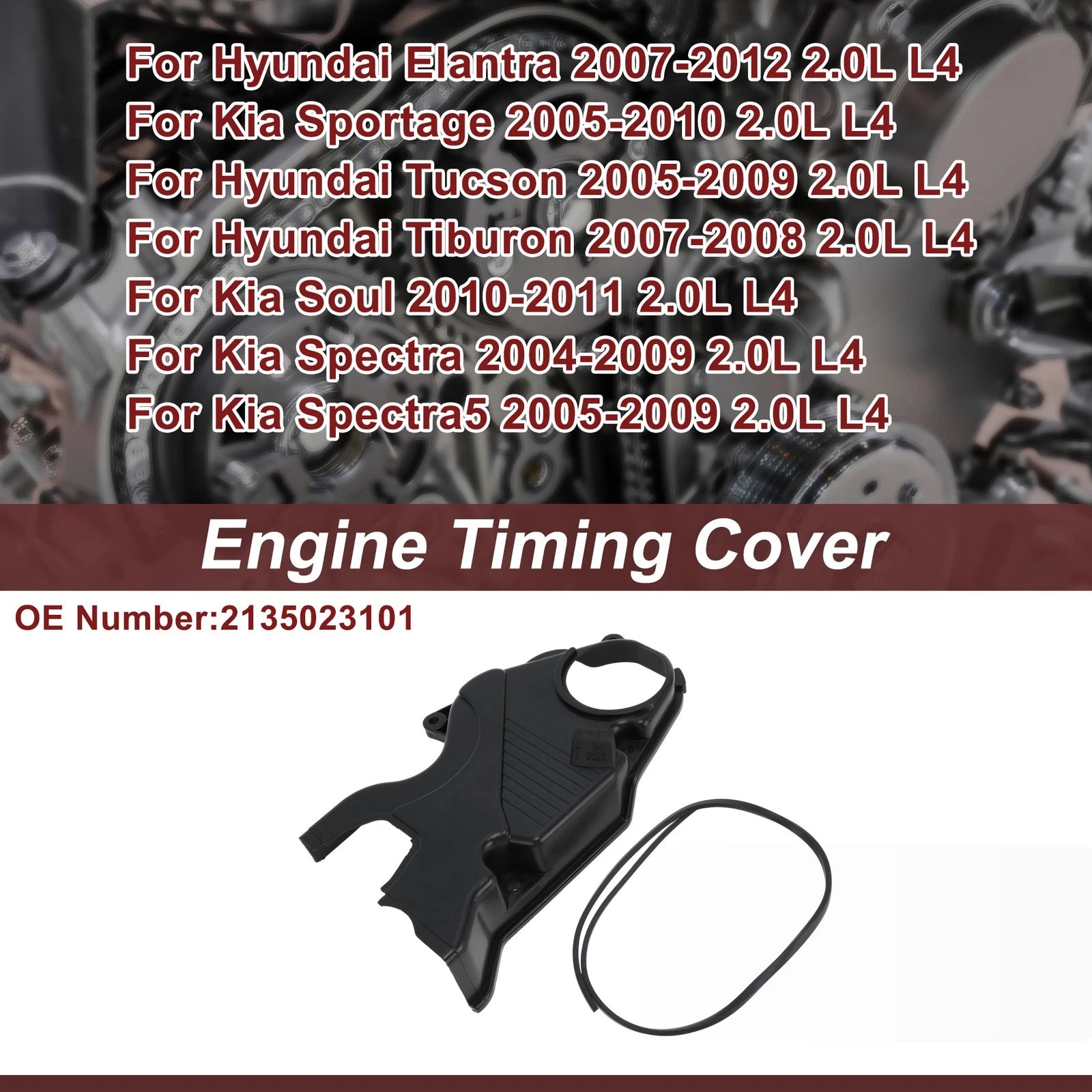 Engine Timing Cover for Hyundai Elantra 2.0L L4 (2007–2012) No. 2135023101