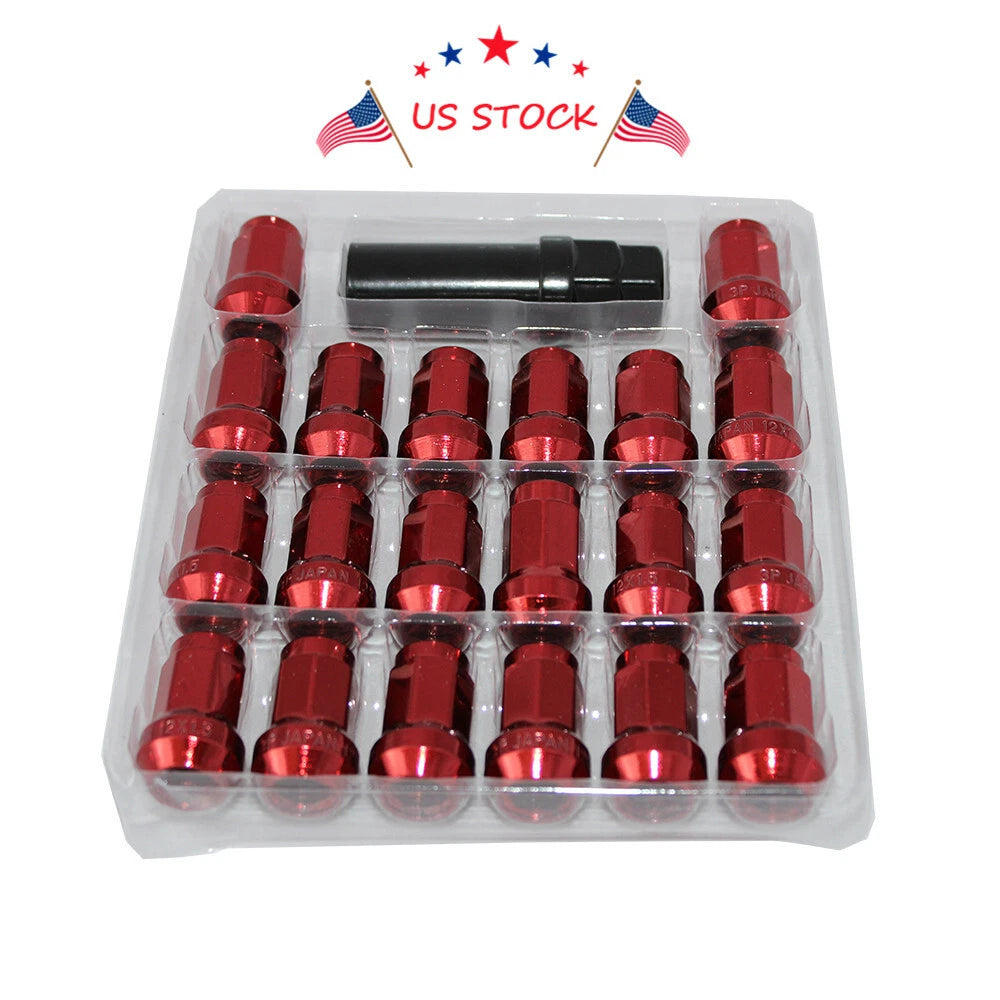 Set of 4 Red Heptagon Steel Lug Nuts for Honda Acura EG EK DC2 (1992–2001)