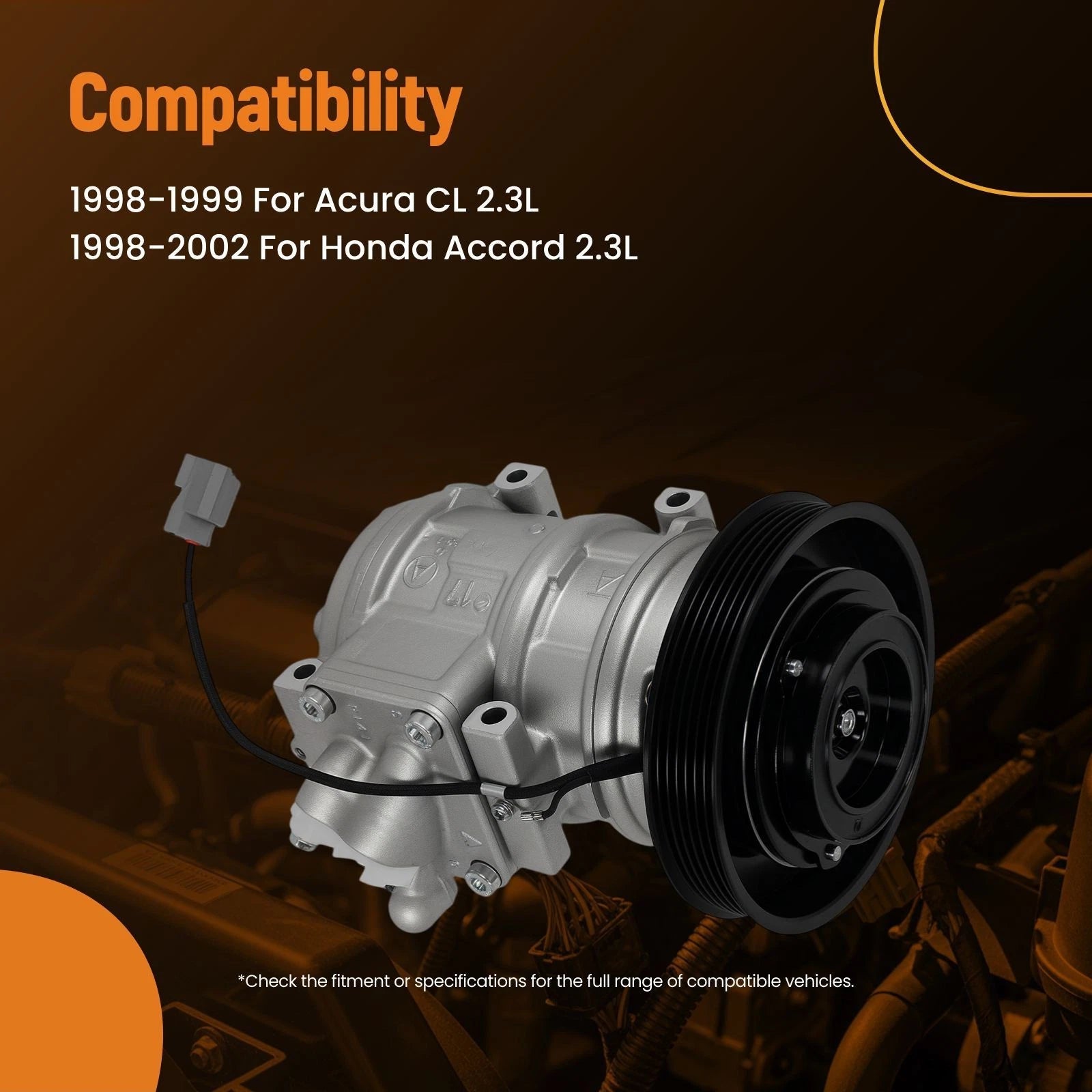 AC Compressor w/Clutch for Acura CL Honda Accord 2.3L (1998–2002) CO22001C 38810P3G003