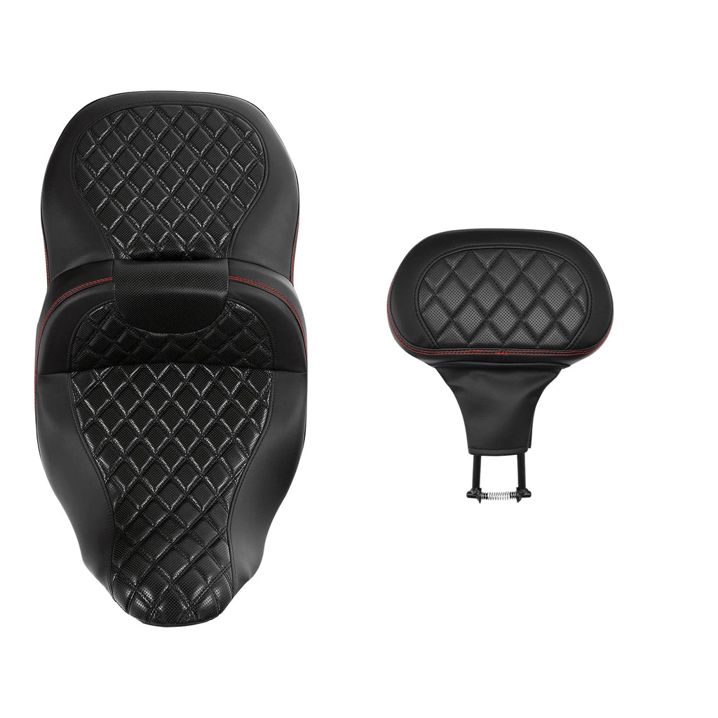 Driver Passenger Seat & Rider Backrest Pad for Harley Touring (2009–2023)