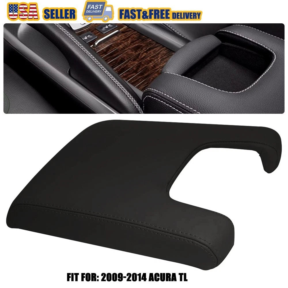 Center Console Lid Armrest Cover for Acura TL (2009–2014) Black Leather