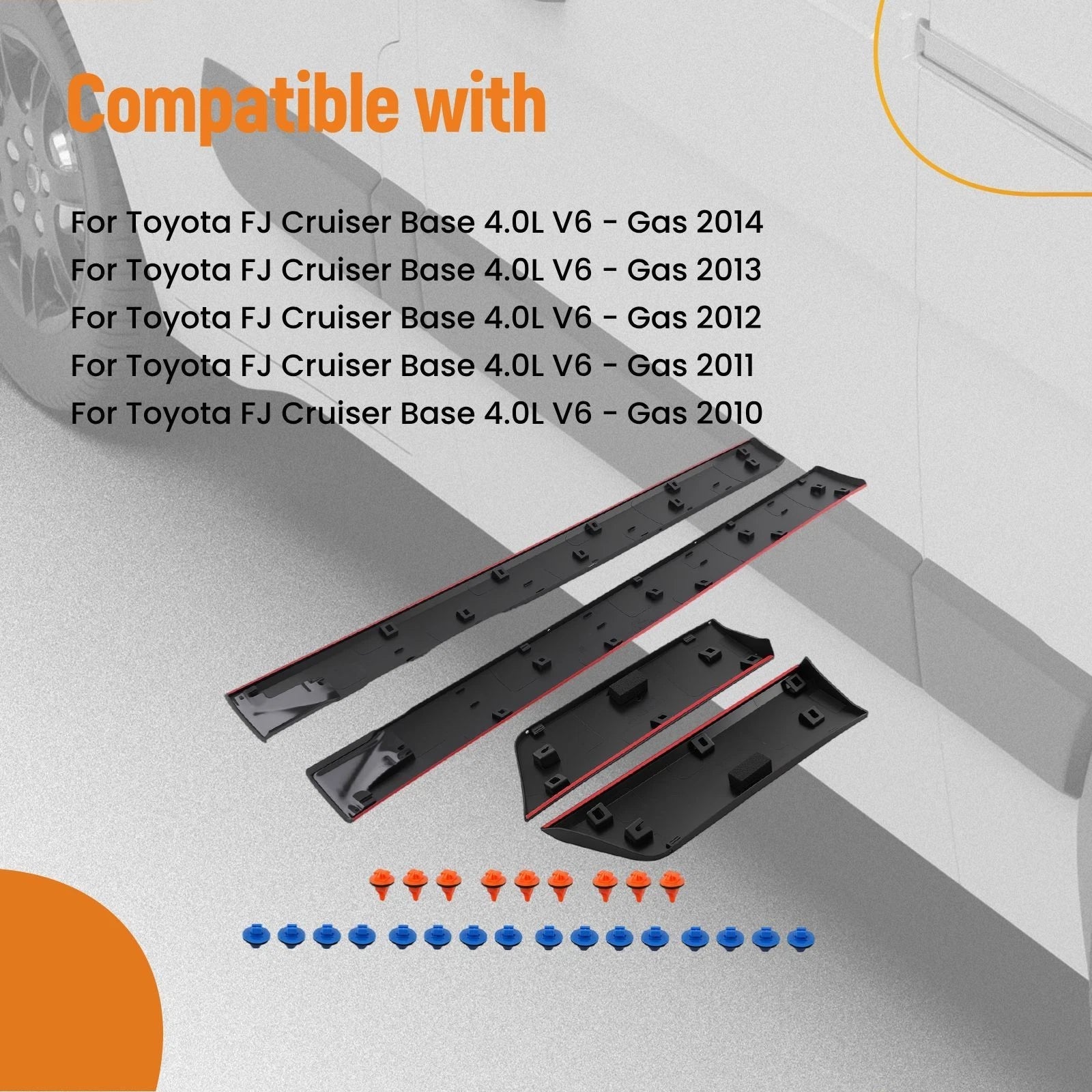 Set of 4 Door Molding Trim for Toyota FJ Cruiser (2007–2014) 75075-35162 Black