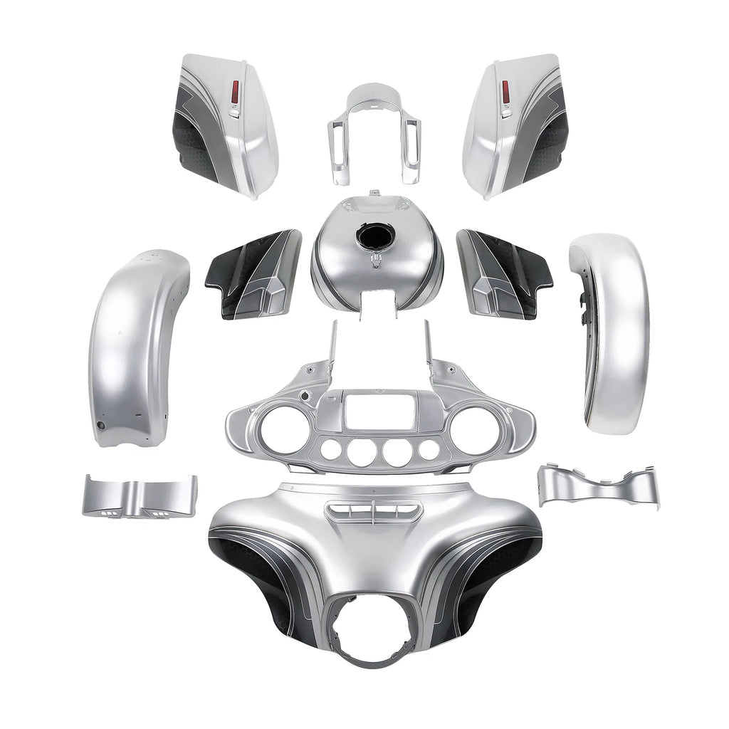 Fairing Bodywork for Harley Street Glide (2014–2024) Silver/Black Honeycomb Fade