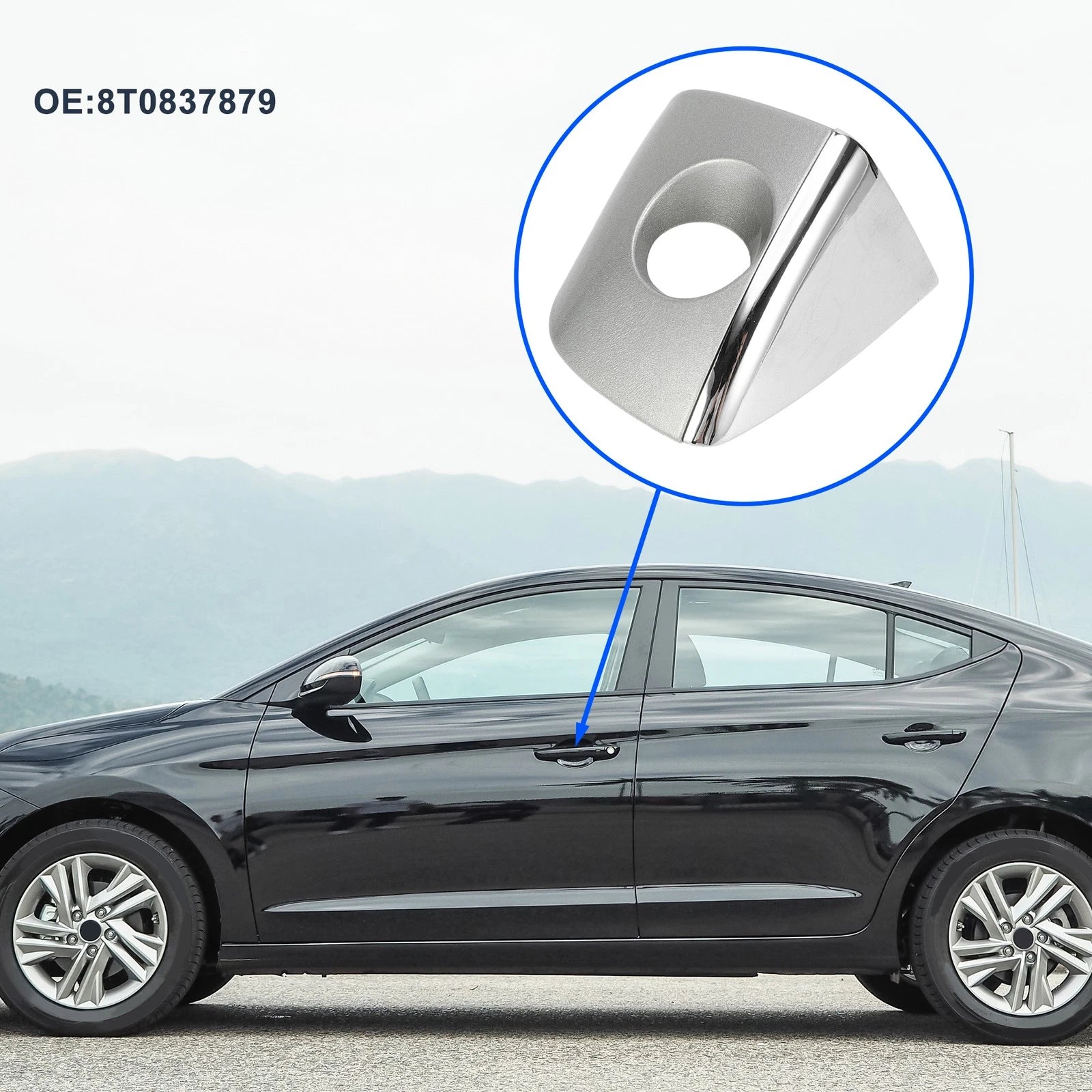 Front Left Door Handle Cover Lock Cap for Audi Q5 (2013–2017) No. 8T0837879 Silver Tone