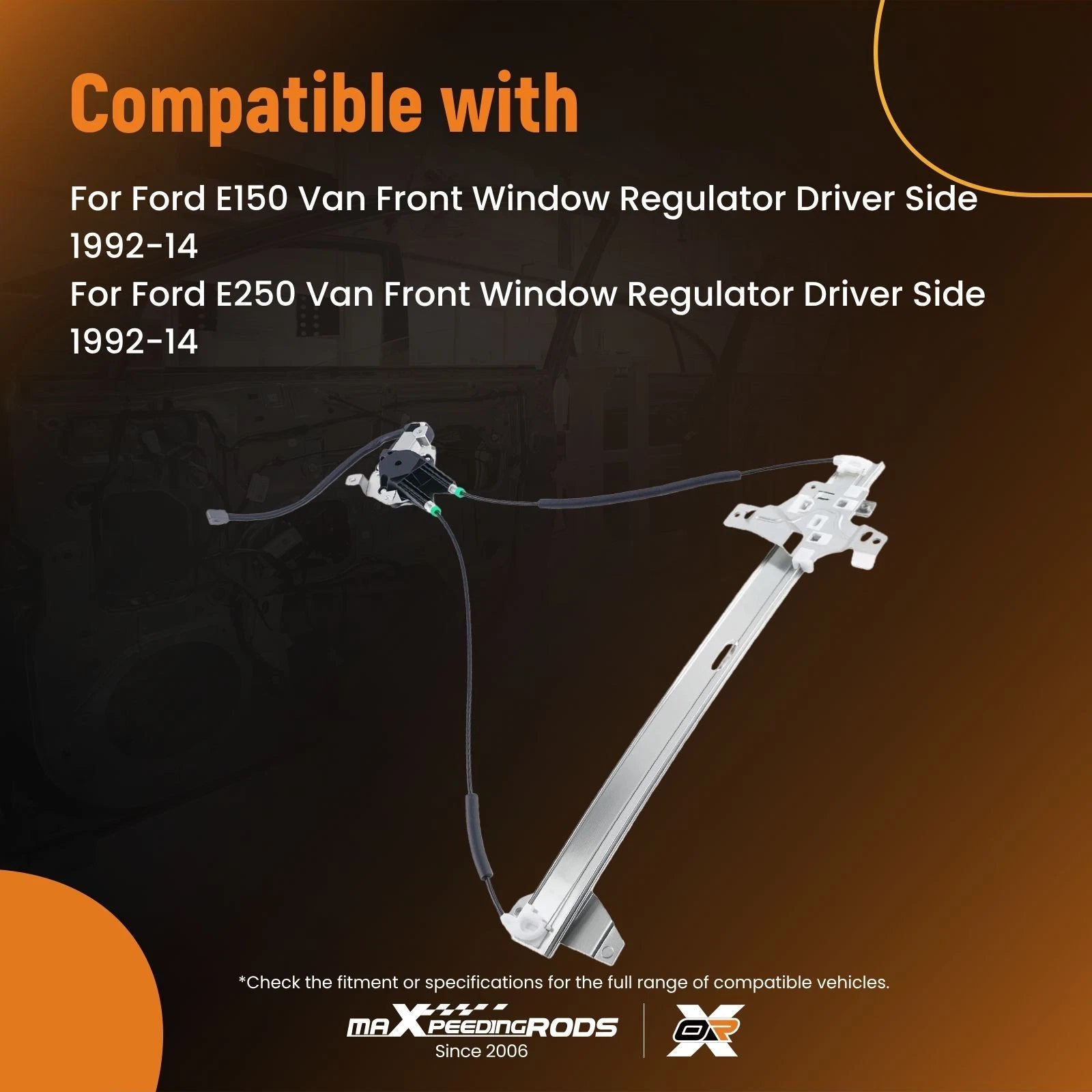 Front Left Power Window Regulator with Motor for Ford E150 E250 E350 (1992-2014)