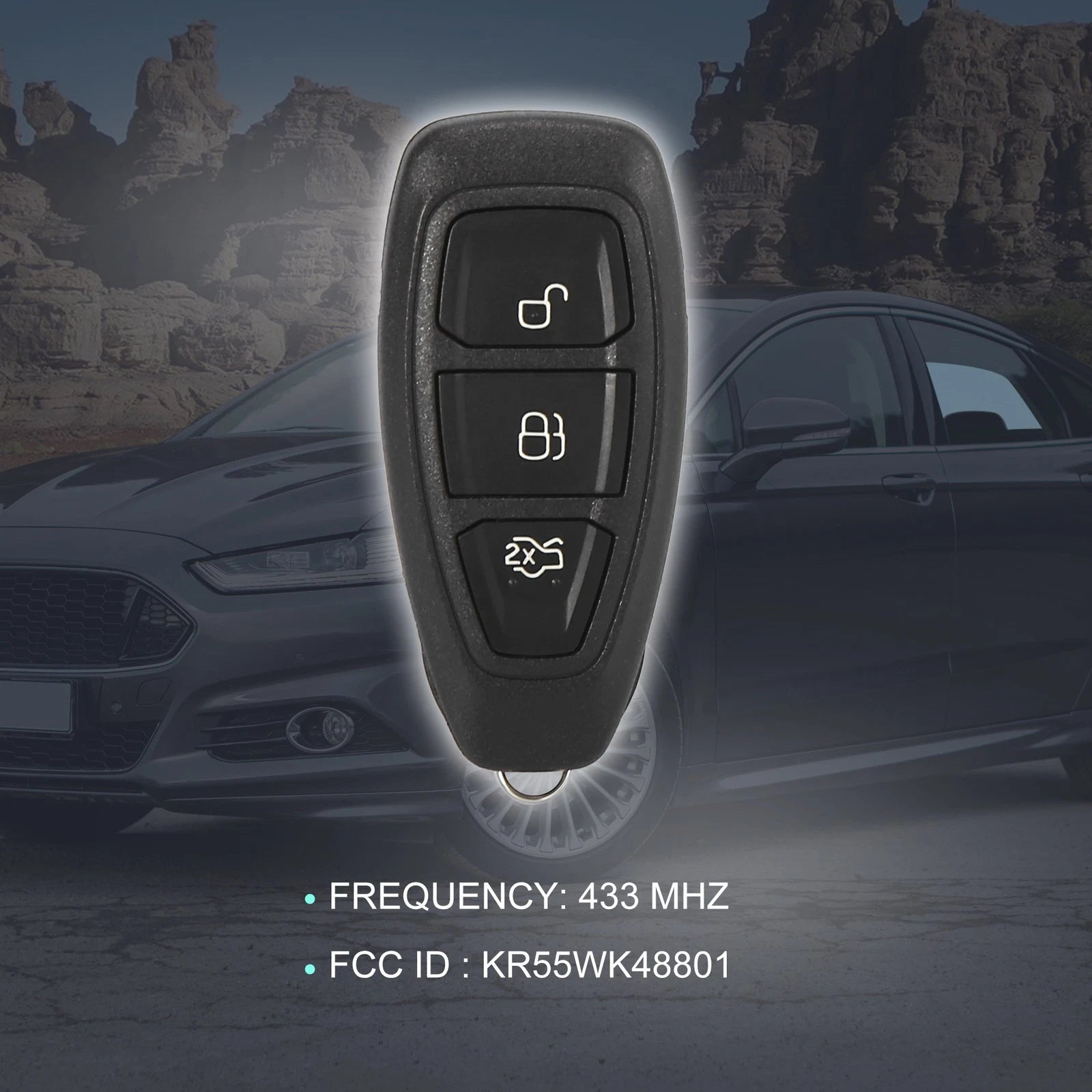 Keyless Entry Remote Key Fob for Ford Focus (433MHz, KR55WK4880)