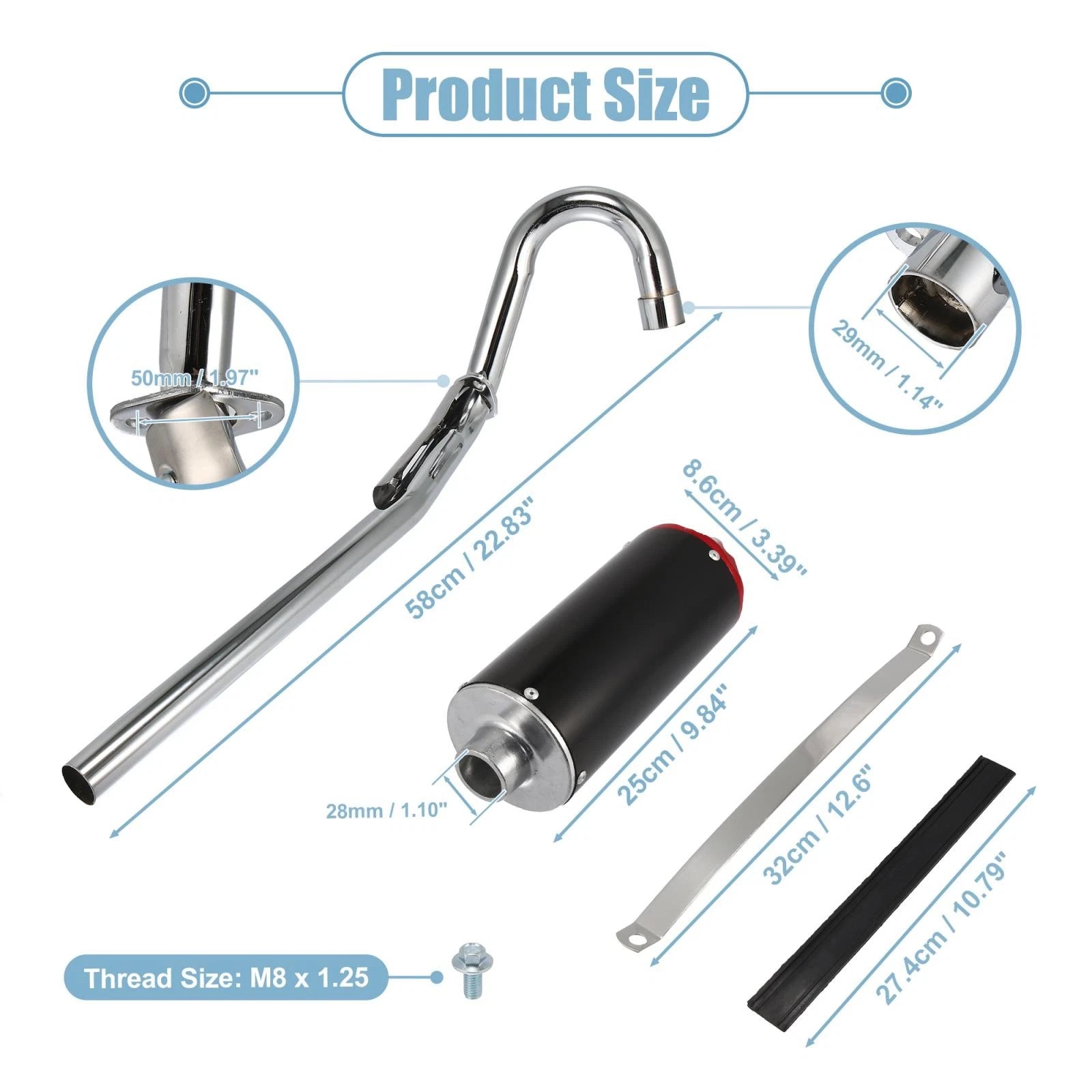 Muffler Exhaust Pipe System Kit for Honda CRF50 XR50 110cc 125cc (2004–2023)