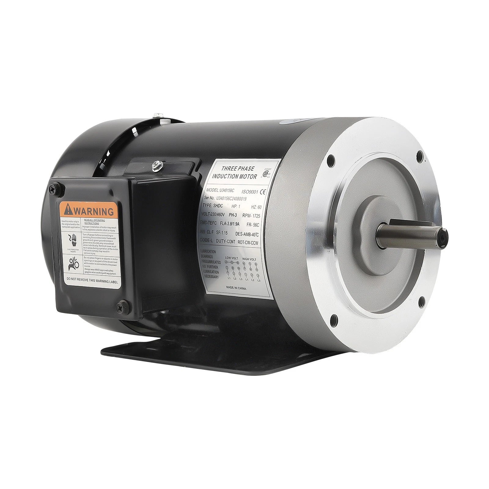 1HP Electric Motor 230V/460V 1800RPM TEFC 5/8" Shaft (3 Phase)