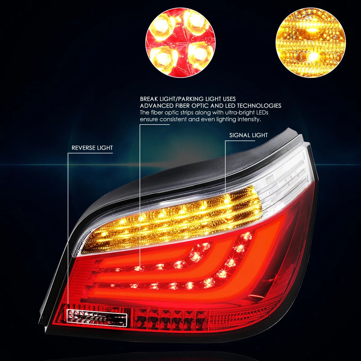 3D LED Streak Tail Light Brake/Stop Lamp for BMW 5-Series E60/M5 (2004–2007)