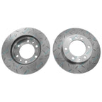 2 Drilled + Slotted Front Disc Brake Rotors + Pads for Landcruiser 8/80~90 4x4
