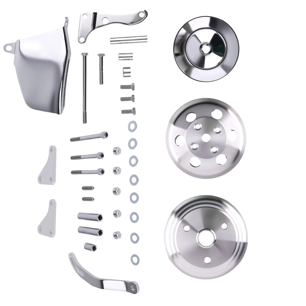Water Pump Pulley Bracket Kit for Small Block Chevy 305 307 327 350 400 (1969–1986)