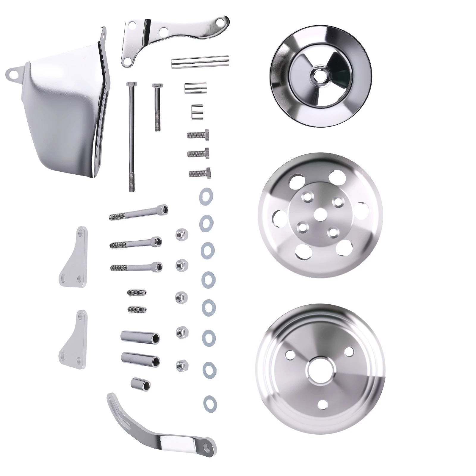 Water Pump Pulley Bracket Kit for Small Block Chevy 305 307 327 350 400 (1969–1986)