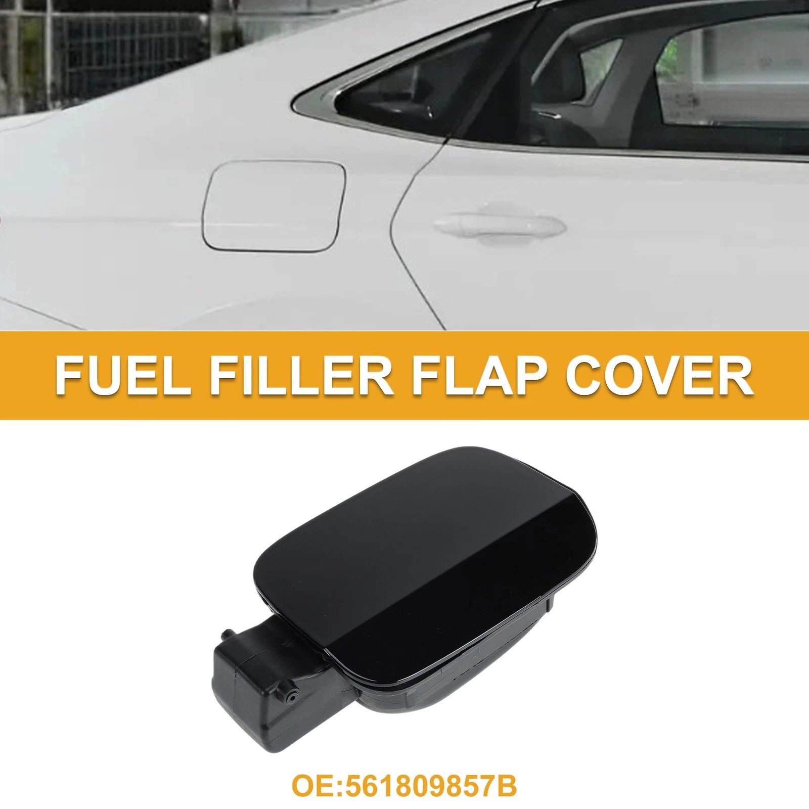 Fuel Tank Door Cap for Volkswagen Passat (2011–2018) Fuel Filler Flap Cover Black