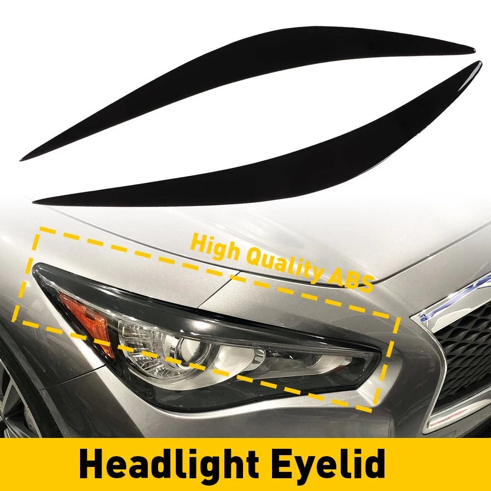 Piano Black Headlight Eyelid Eyebrow Cover for Infiniti Q50 (2014–2019)