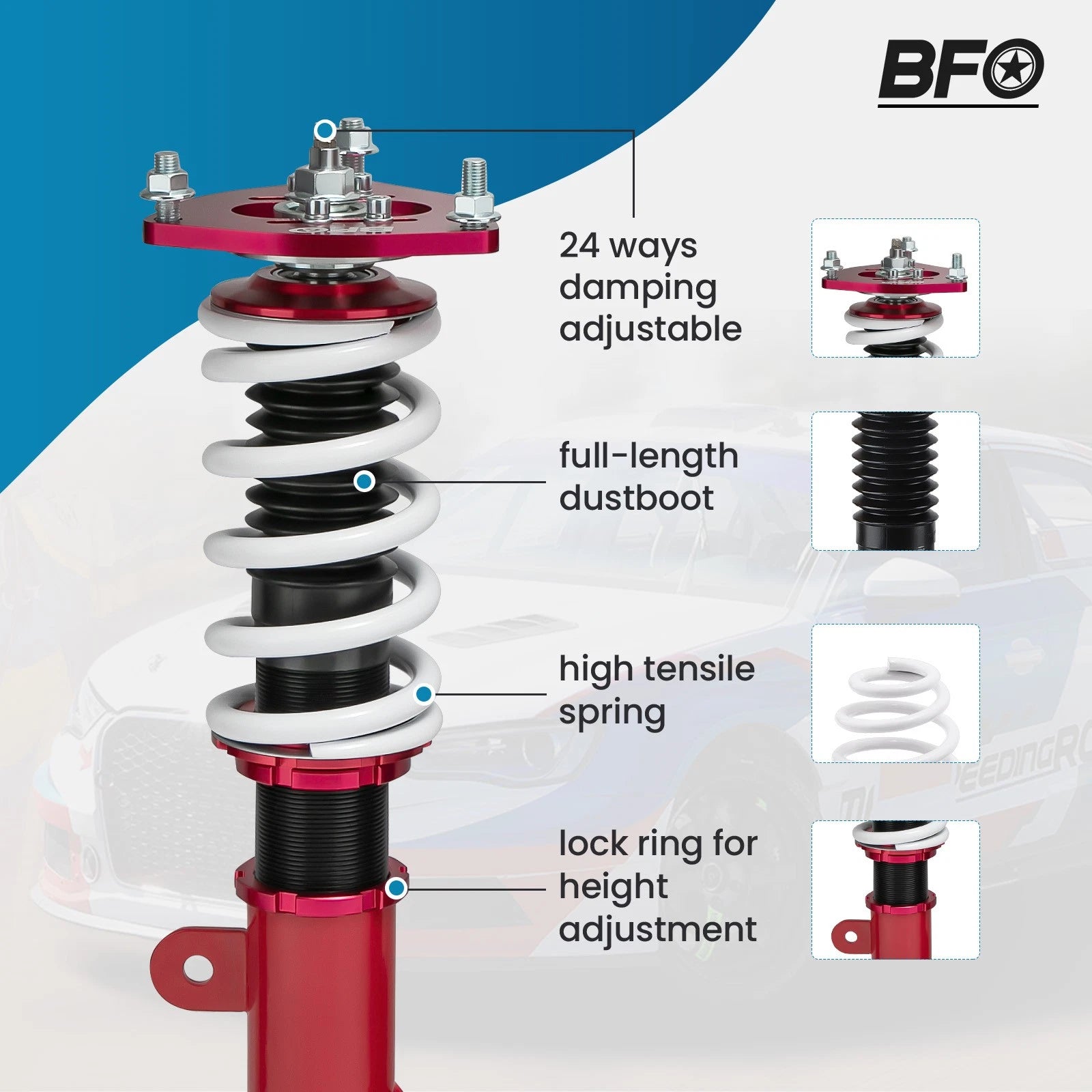 BFO 24 Way Adjustable Coilovers Lowering Kit for Scion TC (2011–2016)