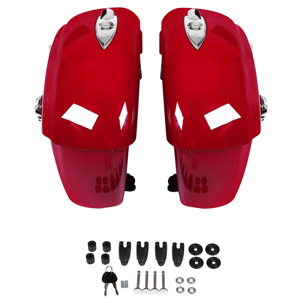 Red Hard Saddlebags with Electronic Latch for Indian Chieftain Roadmaster (2014–2023)