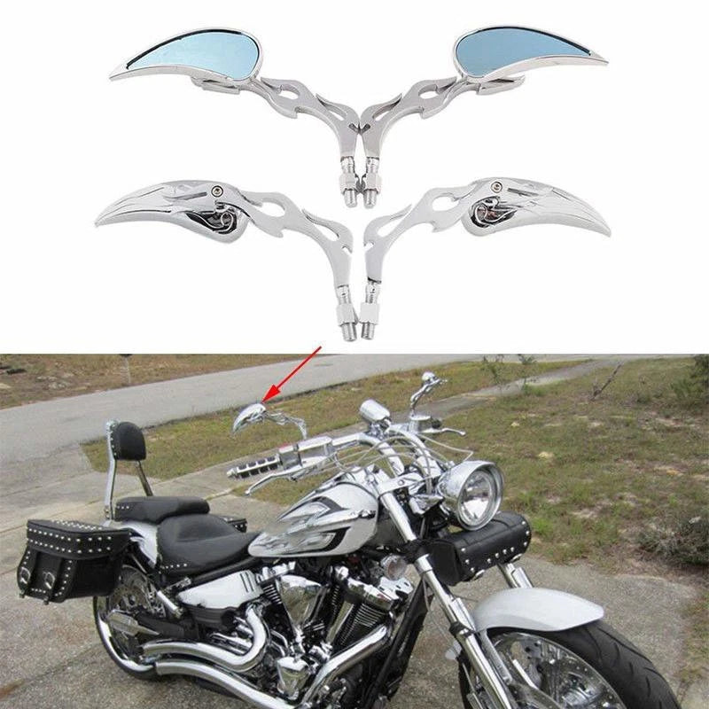 Chrome Rearview Side Mirrors for Suzuki Honda Harley Motorcycle