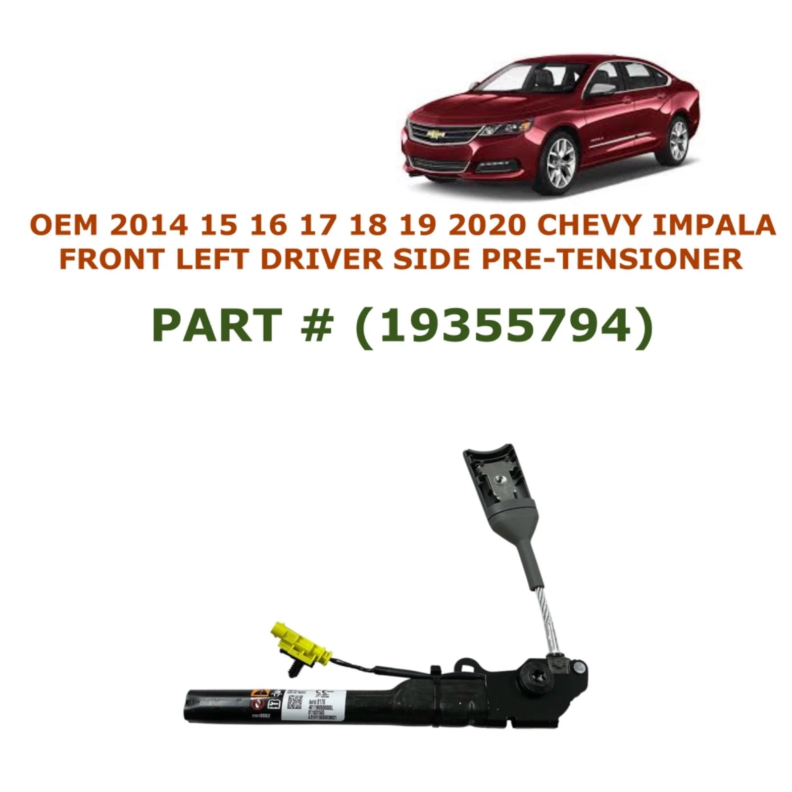 Front Left Side Pretensioner for Chevy Impala (2014–2020) 19355794