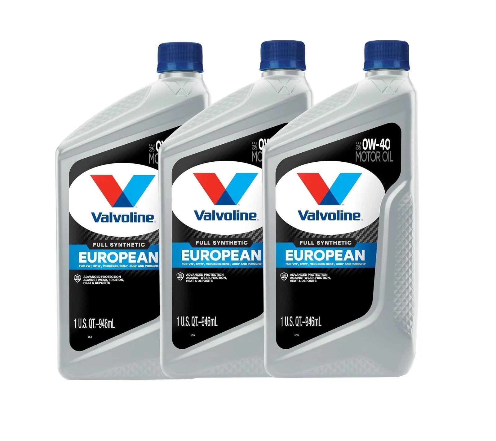 3X 1 Quart Full Synthetic SAE 0W-40 Motor Oil for European Vehicles