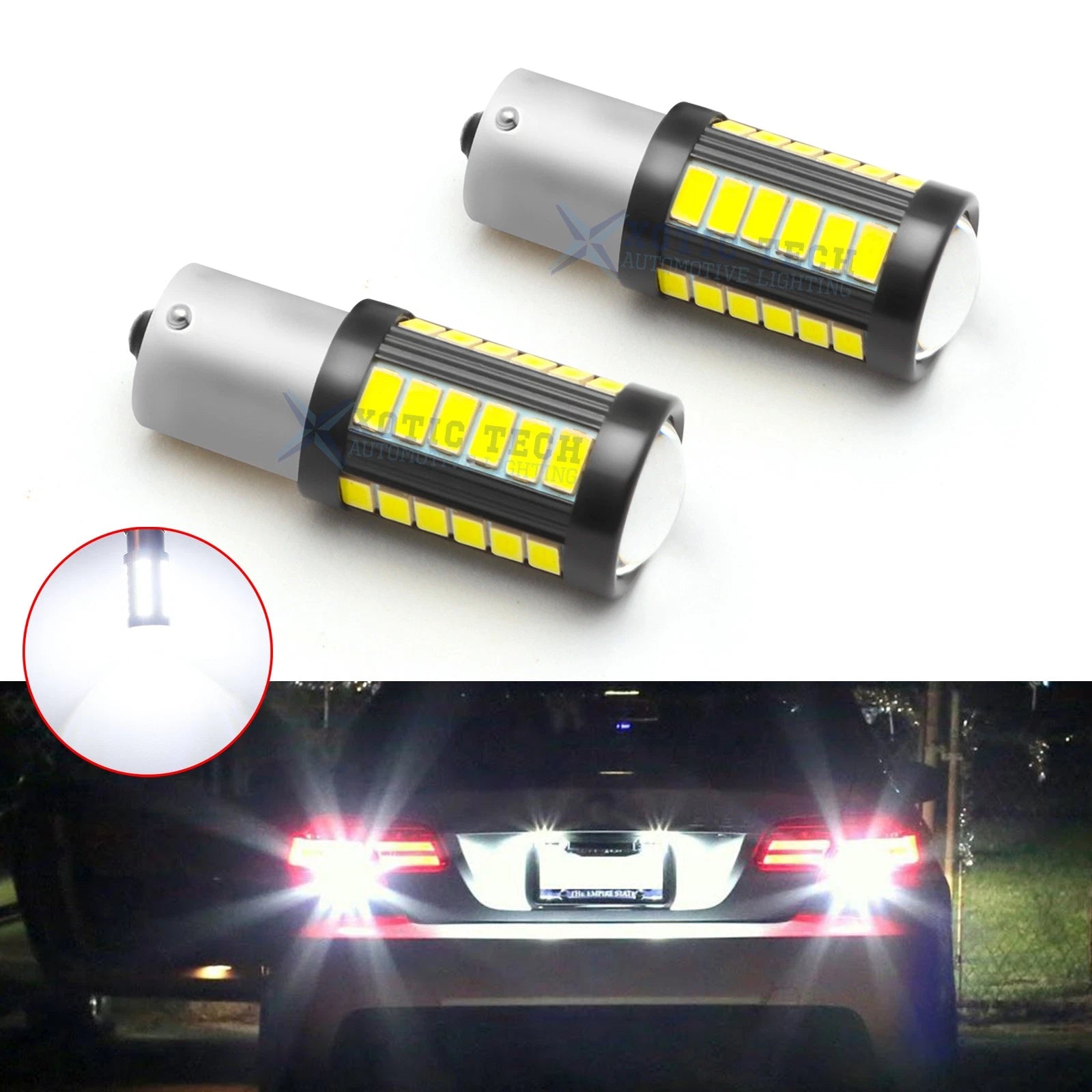 2X 6000K Xenon White 1156 BA15S LED Bulb for Backup Brake Light (—)