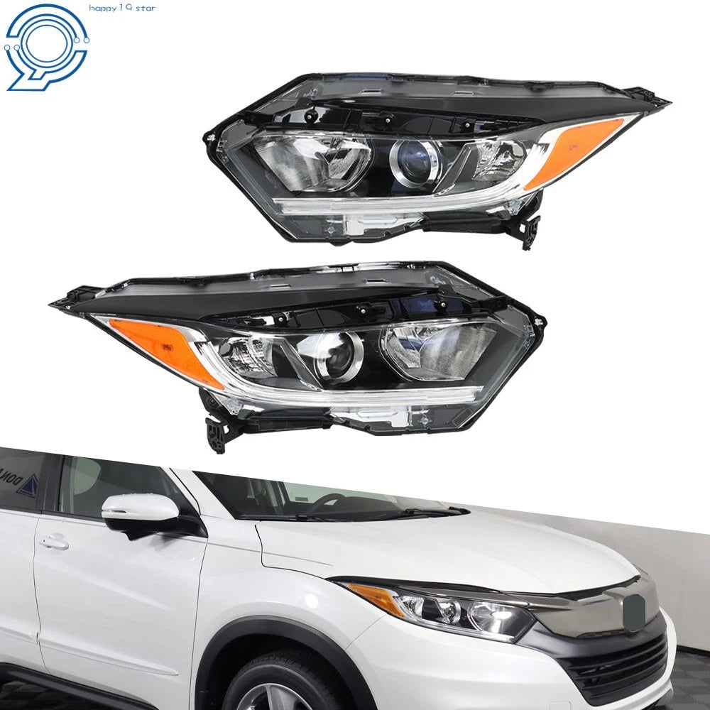 Set of 2 Halogen Headlight Assemblies with LED DRL for Honda HR-V (2019–2021)