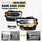 Set of 2 Halogen Upgrade LED Headlights for RAM 2500 3500 (2019–2024)